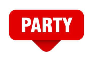 PARTY banner, button, label, sign