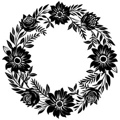 black and white floral frame