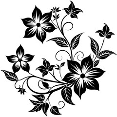 black and white floral frame