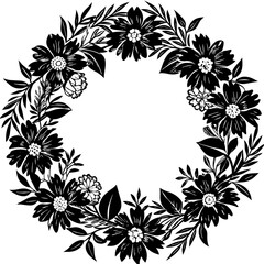 black and white floral frame