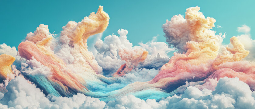 Surreal Fluctus Cloudscape: Digital Painting of Whimsical Cloud Formations