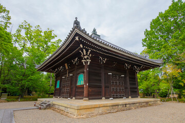 Kyozo (Sutra Repository) of Ninna Ji Temple. This temple is a Shingon Buddhist temple in historic city of Kyoto, Japan. This temple belongs to Ancient Kyoto UNESCO World Heritage Site. 