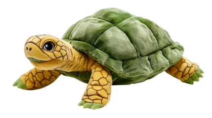 A Set of Cuddly Plush Turtle Push-Pull Toys for Toddlers, Soft and Fun, Isolated on Transparent Background