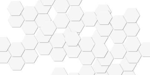 Geometric technology white hexagon background. Abstract vector illustration Science technology and medical concept hexagon on transparent background

