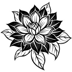 black and white rose flower vector illustration