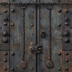 Fototapeta premium Industrial door security: Chain and lock
