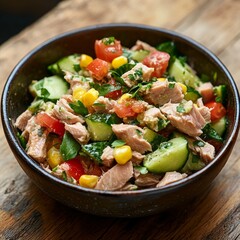 Tuna salad on table