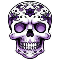 Fototapeta premium Skull with Floral Design Illustration PNG