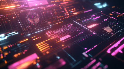 Obraz premium Quantum Supply Chain Visibility System, Real-Time Data Tracking, Futuristic Design, Metallic Aesthetic, Hyperrealistic Style