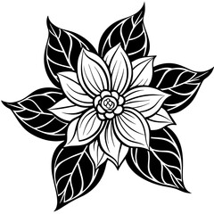 black and white rose flower vector illustration