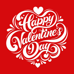 Romantic White Script Design with Heart Motifs for Valentine's Day Wishes