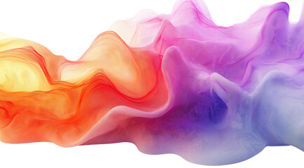 Obraz premium Chromatic Waves: Abstract art featuring vibrant, flowing colors in shades of orange, red, purple, and yellow. The image evokes a sense of fluidity, energy, and dynamic movement.