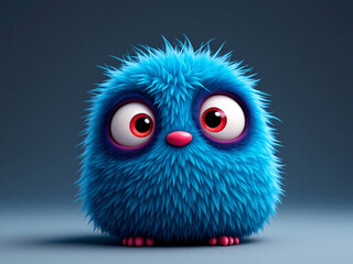Fototapeta premium A funny furry blue monster 