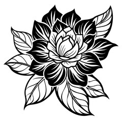 black and white rose flower vector illustration