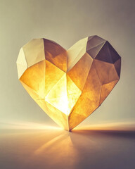 Illuminated Geometric Heart: Retro Papercraft Love
