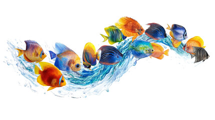 Fototapeta premium School of fish, transparent background