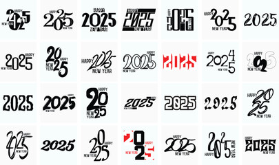 2025 Mega Set. New Year Logo Collection-Typography Text