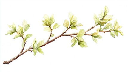 Obraz premium watercolor clipart of a tree branch, beautifully illustrated with delicate details and natural hues, perfect for botanical designs and nature themes