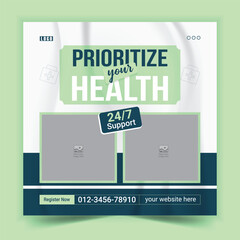 Health social media post banner template
