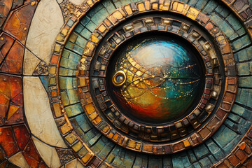 Fototapeta premium Cosmic Eye: Mosaic and Mixed Media Art