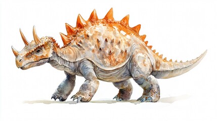 Fototapeta premium Majestic Ceratopsian Dinosaur: A Watercolor Masterpiece