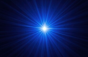 Abstract blue light burst design. Bright shining light rays radiate outward from center. Dark background creates dramatic effect. Suitable for digital wallpaper. Futuristic and intense visual impact.