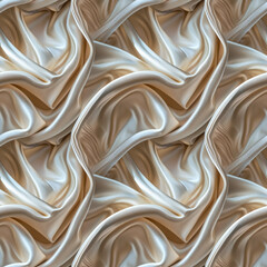 Obraz premium Seamless pattern of luxurious satin fabric with elegant folds in soft cream and ivory tones, perfect for upscale decor and fashion