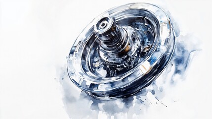 Intricate Machine in Motion: Watercolor Art