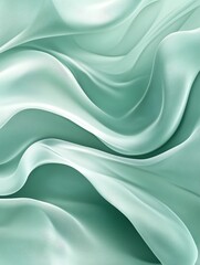 Obraz premium Serene Green Silk Drape - Elegant, flowing, soft, luxurious, ethereal. Subtle texture and color variations create a calming effect.