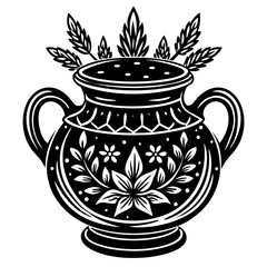 ceramic vase on white background