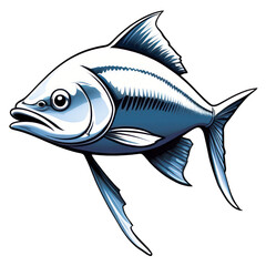 Obraz premium Cartoon Blue Fish Illustration Isolated Background