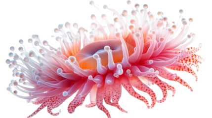 Vibrant sea anemone texture, transparent background