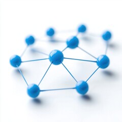 Blue Spheres Connected with Thin Lines Representing Molecular Structure