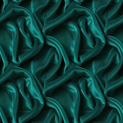 Fototapeta premium Seamless velvet pattern with luxurious folds in deep teal, perfect for elegant decor and upholstery