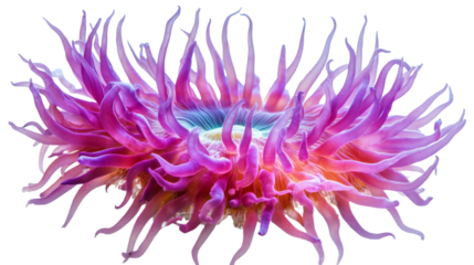 Vibrant sea anemone texture, transparent background