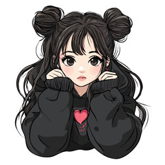 Cute Girl with Harajuku Style Vector Illustration | Bold and Playful Fashion Artwork for Logos & Digital Designs  
