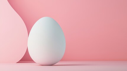 Fototapeta premium Minimalist Easter Day Greeting Card Design with Pastel Shapes and Egg Icon for Stylish Greetings