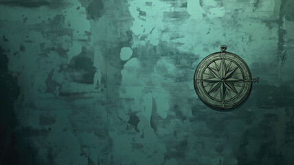 Fototapeta premium illustration of ancient compass on old vintage world map banner background, Generative Ai