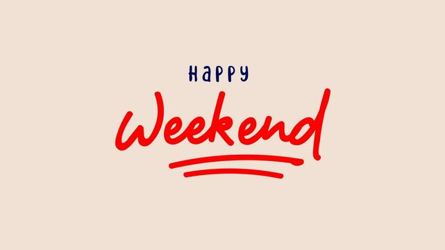 Office calendar, inscription happy Weekend. alpha channel 4k