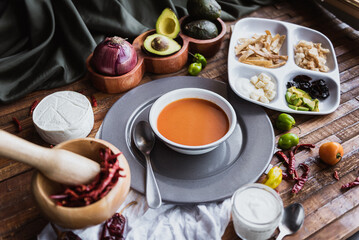 Aztec soup Mexican food with fresh ingredients