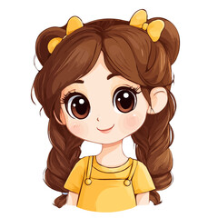 Obraz premium Cute Girl with Kawaii Style Vector Illustration | Adorable and Playful Fashion Artwork for Logos & Digital Designs 