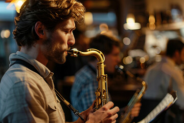 Generative AI Image of a Saxophonist Performing Jazz on Stage