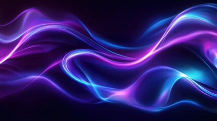 Abstract Purple and Blue Glowing Wave Abstract Art