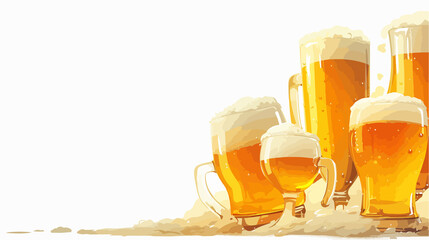 Beer Menu Flyer Template with Realistic Glasses of Beer