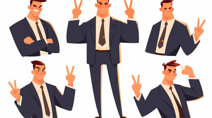 Successful Businessman Celebrating Victory Gesture