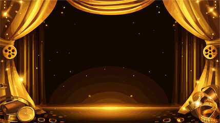 Fototapeta premium Professional Cinema Shine Label Design for Golden Banner Ads Filming