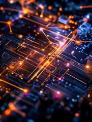 Digital Circuitry Network - Abstract image symbolizing technology, connectivity, innovation, data flow, and future.