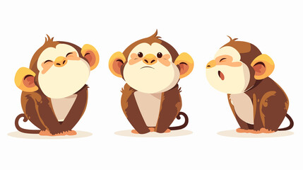 Cute Cartoon Monkey Character on White Background for Graphic Design Projects
