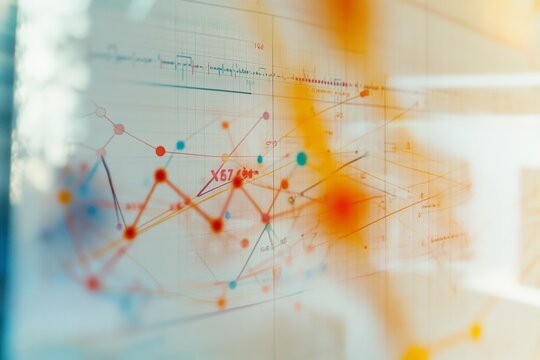 An abstract chart with blurred elements and warm hues, representing complex data analysis.