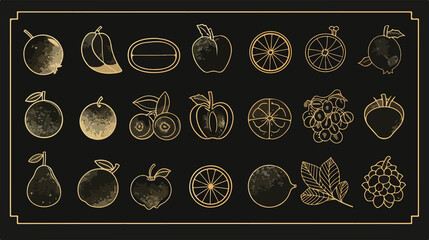 Fruit Icons Silhouette Vector Illustration Set for Design Projects